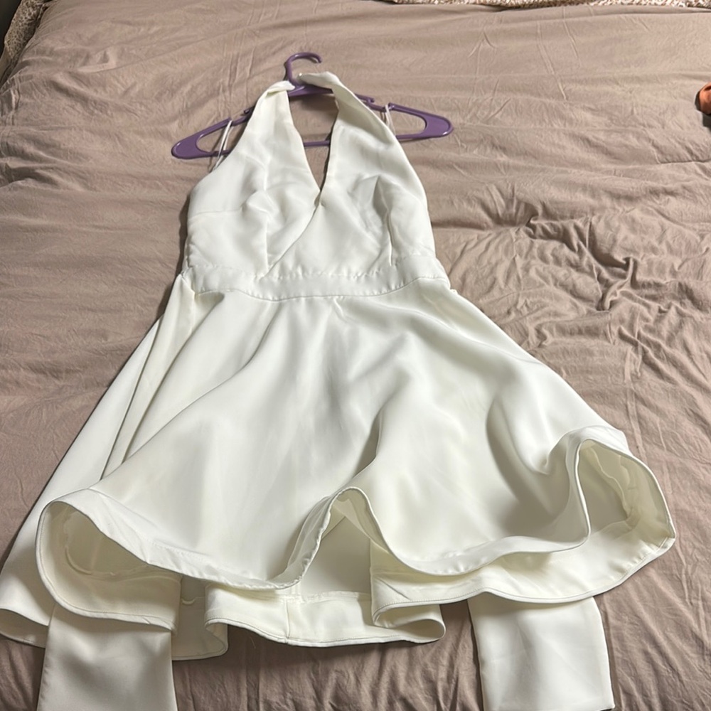 Fashion Nova White Halter A-Line Dress